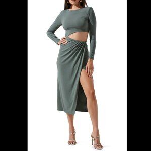 Astr The Label Sage Cut Out Knit Midi Dress